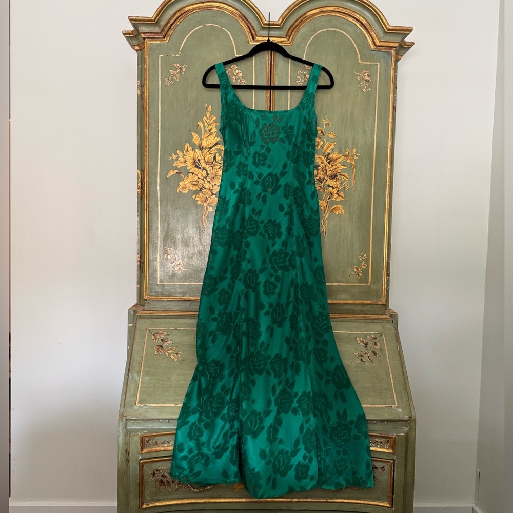 Victoria’s Secret vintage Elegant Green Floral burnout Maxi Dress small